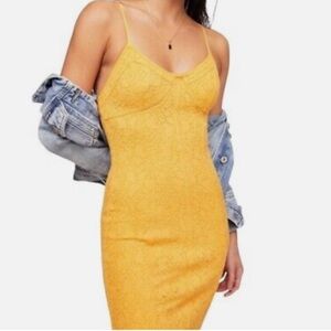Free People Yellow Lace Mini Dress